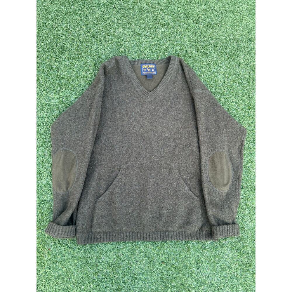 Vintage Woolrich V Neck Wool Sweater With Elbow Patches
